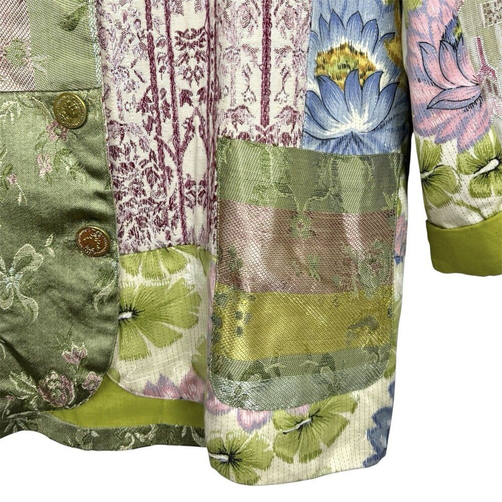 Amanda Smith Patchwork Satin Blazer Jacket Size M… - image 4